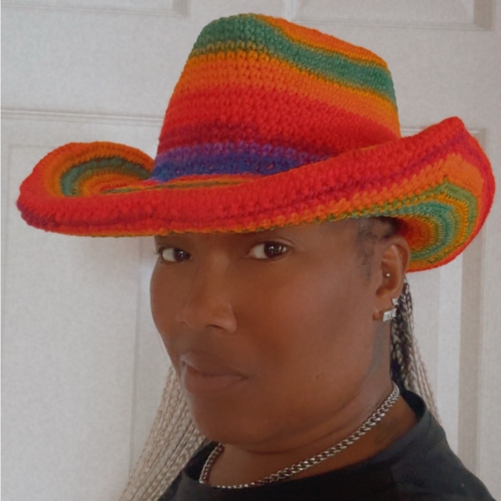 Rainbow Crochet Western Hat